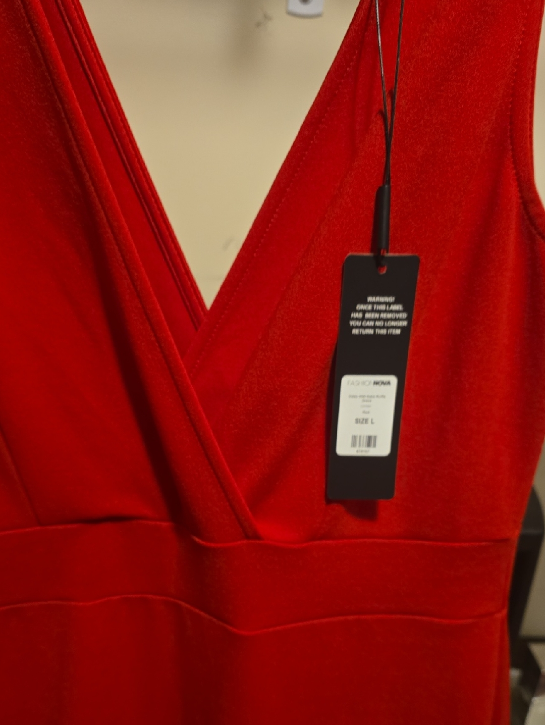 Fashion Nova Red V-Neck Wrap Dress